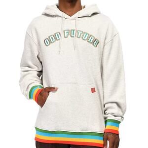 Odd Future Hoodie Tyler the Creator Sweatshirt Rainbow Rib Embroidered Gray S